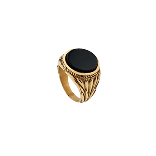 Black Plate Ring - Gold