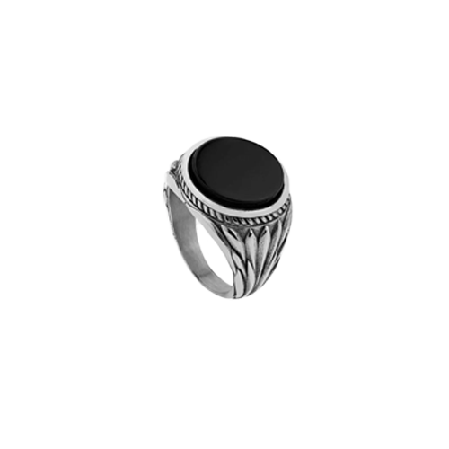 Black Disk Ring - Silver